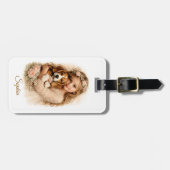 Girl with Beagle Puppy ラゲッジタグ (正面横)