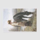 Girl With Black Horse By Stream Decoupage 薄葉紙 (正面)