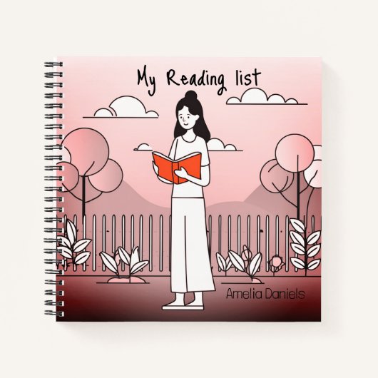 Girl with book - Pink's 読 List Journal ノートブック (正面)