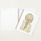 Girl with Braid and Cat Illustration – Soft Pastel プランナー手帳 (ディスプレー)