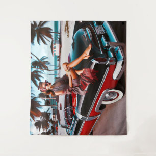 Girl with Car タペストリー