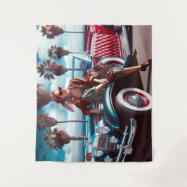 Girl with Car タペストリー