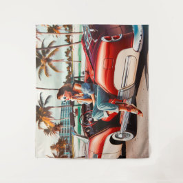 Girl with Car タペストリー