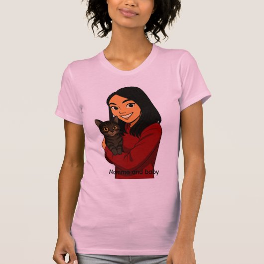 Girl with Cat Tシャツ (正面)