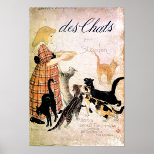 Girl with Cats, Alexandre Steinlen ポスター