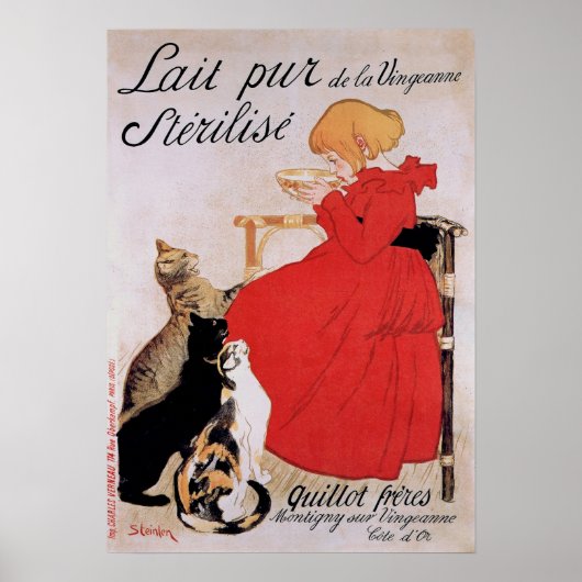 Girl with Cats, Alexandre Steinlen ポスター (正面)