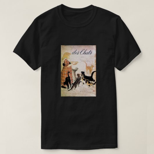 Girl with Cats, Alexandre Steinlen Tシャツ (デザイン正面)