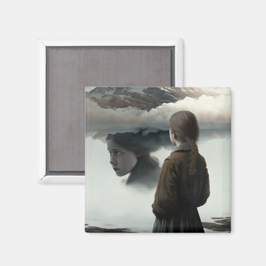 Girl with clouds マグネット (正面/裏面)