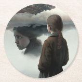 Girl with clouds ラウンドペーパーコースター (正面)