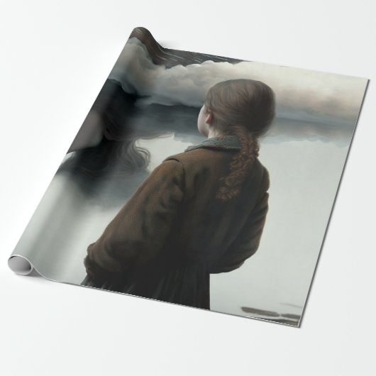 Girl with clouds ラッピングペーパー (アンロールド)