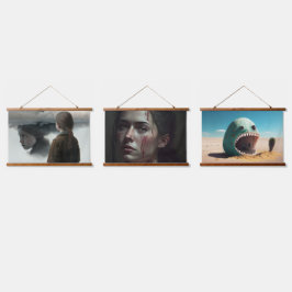 Girl with clouds 吊り下げ型タペストリー