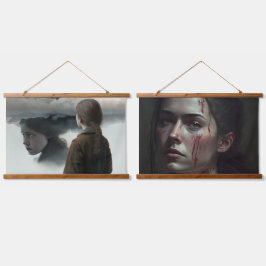 Girl with clouds 吊り下げ型タペストリー