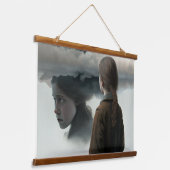 Girl with clouds 吊り下げ型タペストリー (傾斜あり)