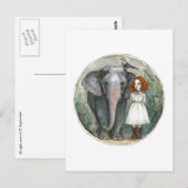 Girl With Elephant and Bird ポストカード (正面/裏面)