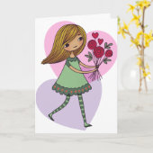 Girl With Flowers カード (黄色い花)