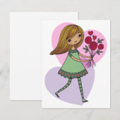 Girl With Flowers サンキューカード (正面/裏面)