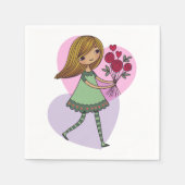 Girl With Flowers スタンダードカクテルナプキン (正面)