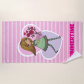 Girl With Flowers ビーチタオル (正面)