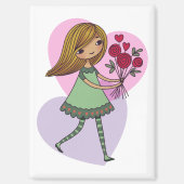 Girl With Flowers マグネット (正面)