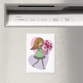 Girl With Flowers マグネット (インサイチュ (食洗機))