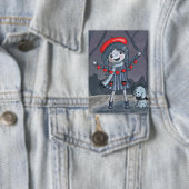 Girl with Heart Garland Valentine's Day Button 缶バッジ (インサイチュ)