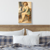 GIRL WITH HER CAT キャンバスプリント (インサイチュ (寝室))