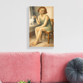 GIRL WITH HER CAT キャンバスプリント (インサイチュ (リビング))