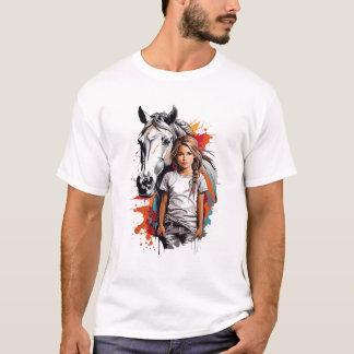 Girl With Horse Graphic T Shirt Tシャツ