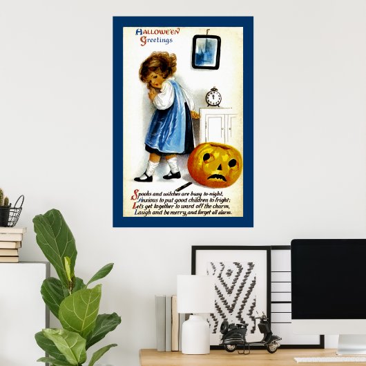 Girl with Jack o' Lantern ポスター (ホームオフィス)