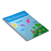 Girl with Kites Flowers Sun Drawing ノートブック (右側)