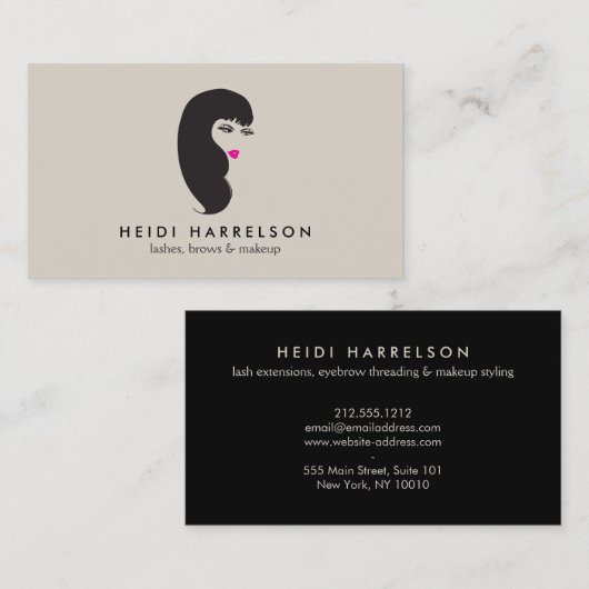 Girl with Lashes on Tan美しい名刺 名刺 (正面/裏面)