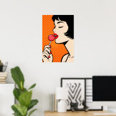 Girl with Lollipopl Pop Art Poster ポスター (ホームオフィス)