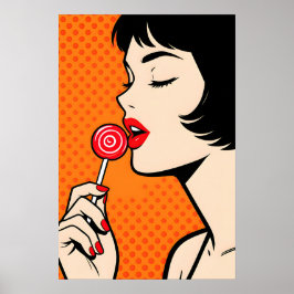 Girl with Lollipopl Pop Art Poster ポスター