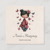 Girl with Magic Wand and Butterflies スクエア名刺 (正面)