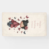 Girl with Magic Wand and Butterflies Birthday 横断幕 (横)