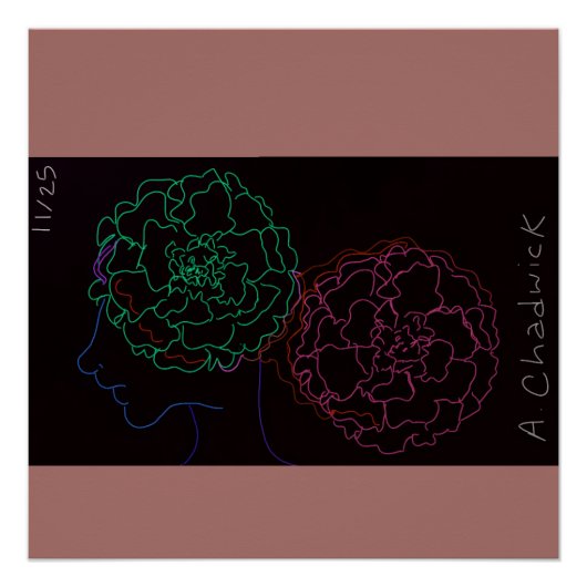 Girl with Marigold Afro Puffs Glossy Poster ポスター (正面)