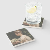 Girl With Pea Bloops (by Edward Poynter) ストーンコースター (横)