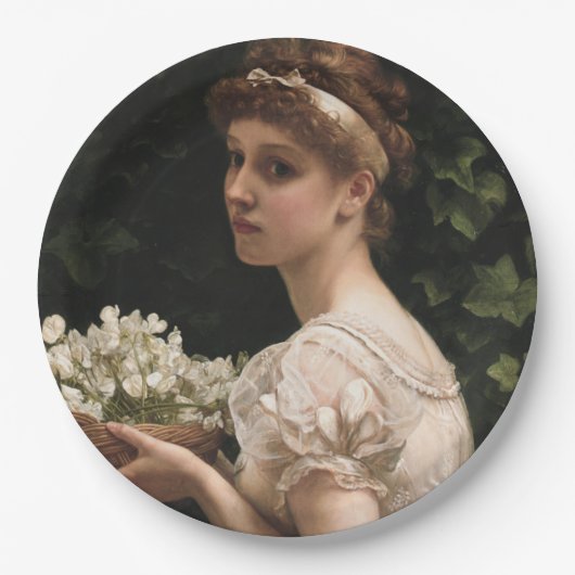Girl With Pea Bloops (by Edward Poynter) ペーパープレート (正面)