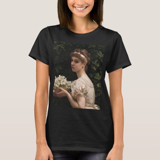 Girl With Pea Bloops (by Edward Poynter) Tシャツ (正面)
