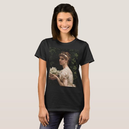 Girl With Pea Bloops (by Edward Poynter) Tシャツ (正面フル)