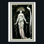 "Girl With Peacock" Art Deco Poster 13 x 19 ポスター<br><div class="desc">Beautiful Art Deco piece by George Barbier- 13 x 19</div>