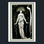 "Girl With Peacock" Art Deco Poster 13 x 19 ポスター<br><div class="desc">Beautiful Art Deco piece by George Barbier- 13 x 19</div>