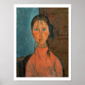 Girl with Pigtails, c.1918 (キャンバス上の油) ポスター (正面)