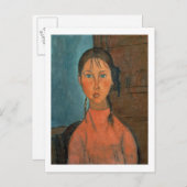 Girl with Pigtails, c.1918 (キャンバス上の油) ポストカード (正面/裏面)