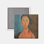 Girl with Pigtails, c.1918 (キャンバス上の油) マグネット (正面/裏面)