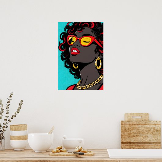 Girl with Red Lips Pop Art Poster ポスター (キッチン)