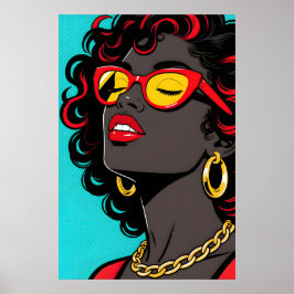 Girl with Red Lips Pop Art Poster ポスター
