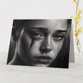 Girl with tears カード (黄色い花)