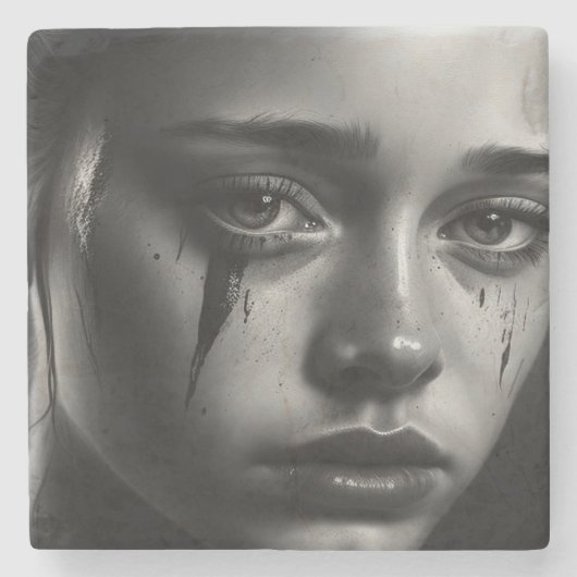 Girl with tears ストーンコースター (正面)