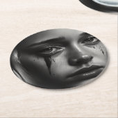 Girl with tears ラウンドペーパーコースター (アングル)